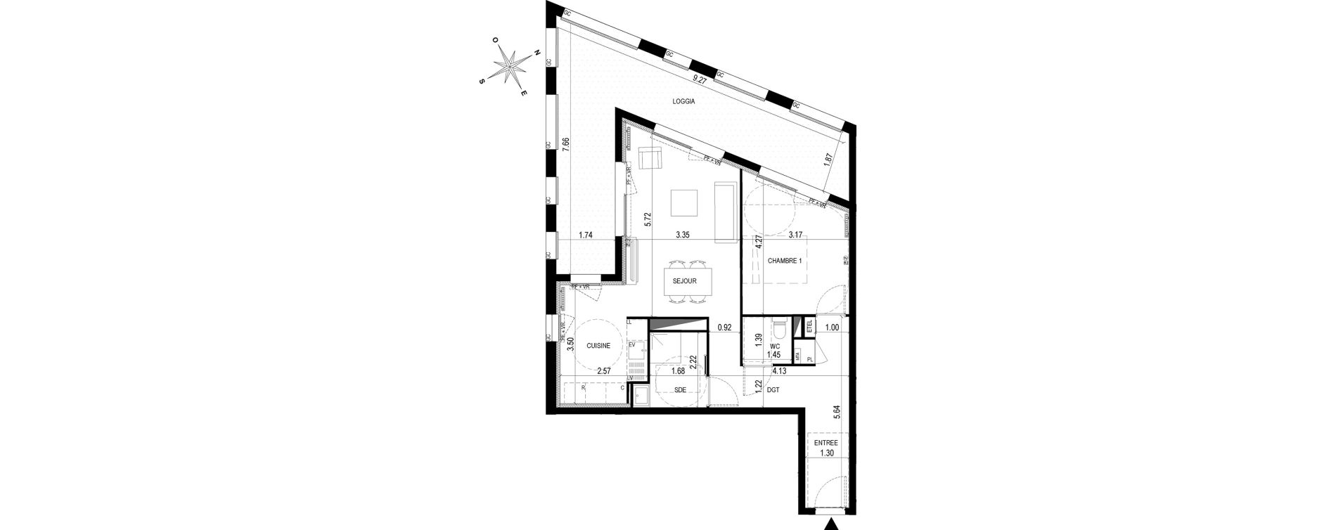 Appartement T2 de 54,50 m2 &agrave; Bordeaux Brazza