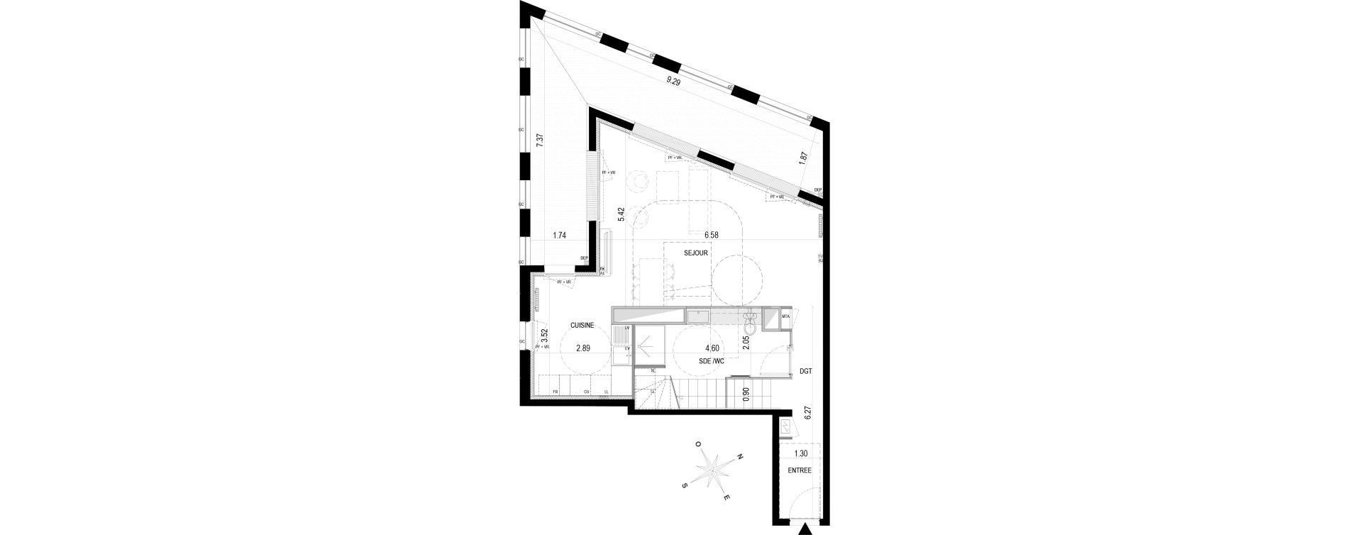 Duplex T4 de 100,10 m2 &agrave; Bordeaux Brazza