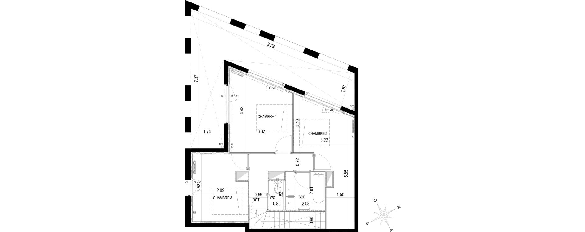 Duplex T4 de 100,10 m2 &agrave; Bordeaux Brazza