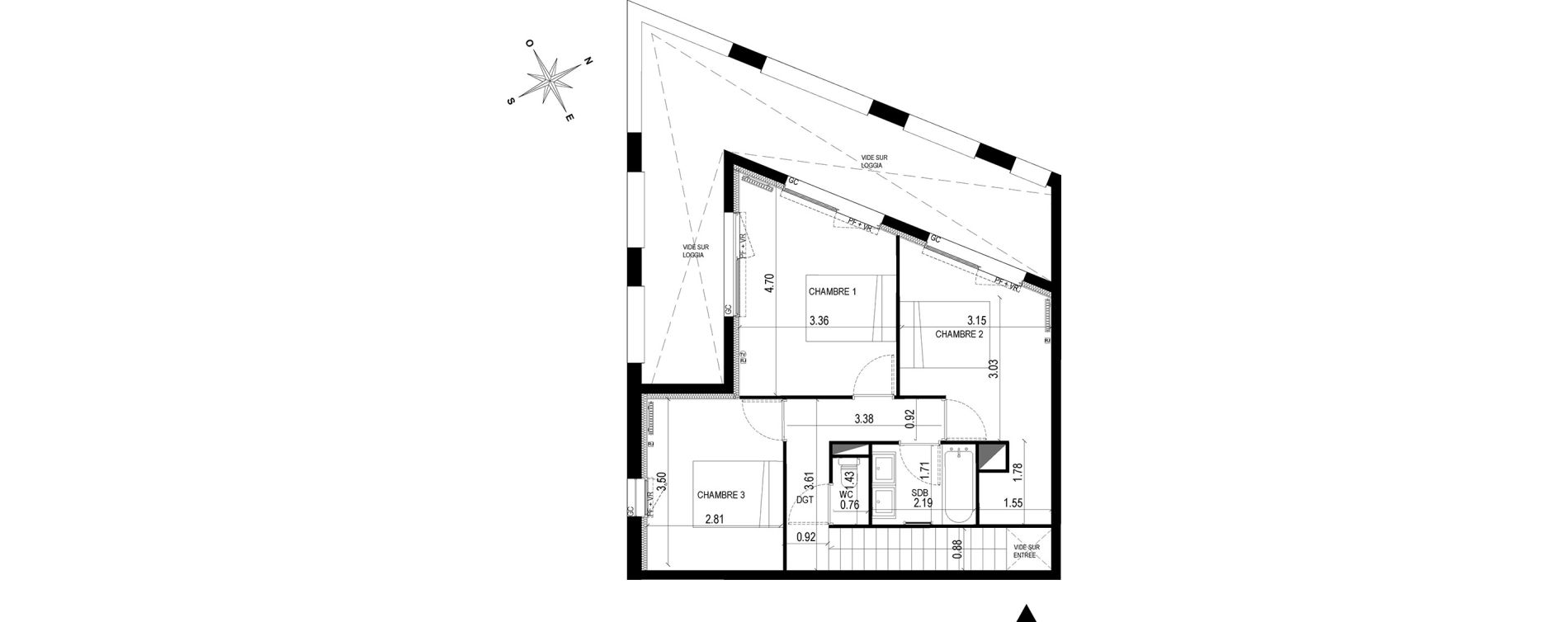 Duplex T4 de 99,80 m2 &agrave; Bordeaux Brazza