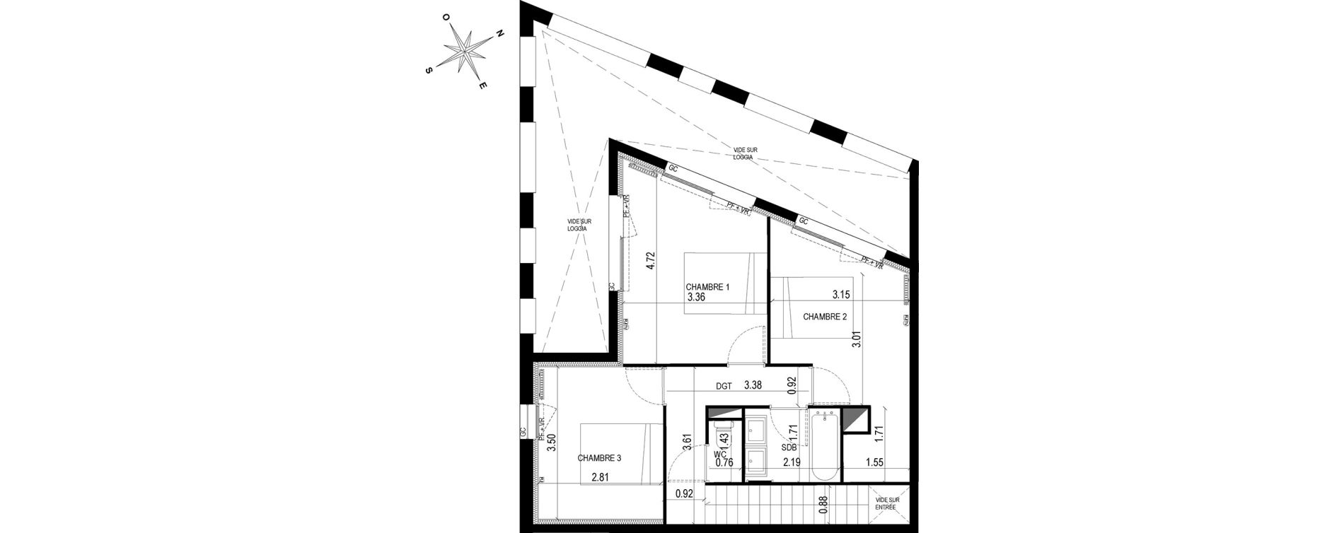 Duplex T4 de 99,80 m2 &agrave; Bordeaux Brazza