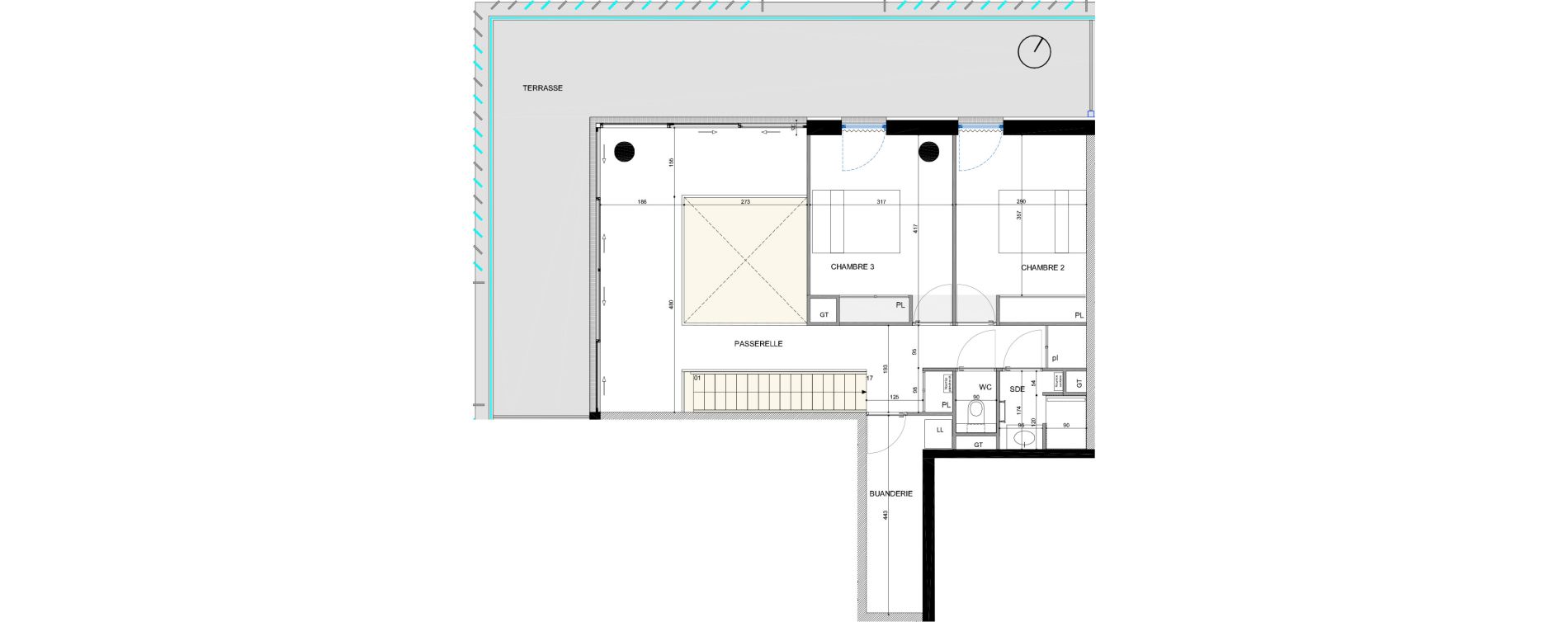 Duplex T4 de 125,60 m2 &agrave; Bordeaux Saint-jean belcier
