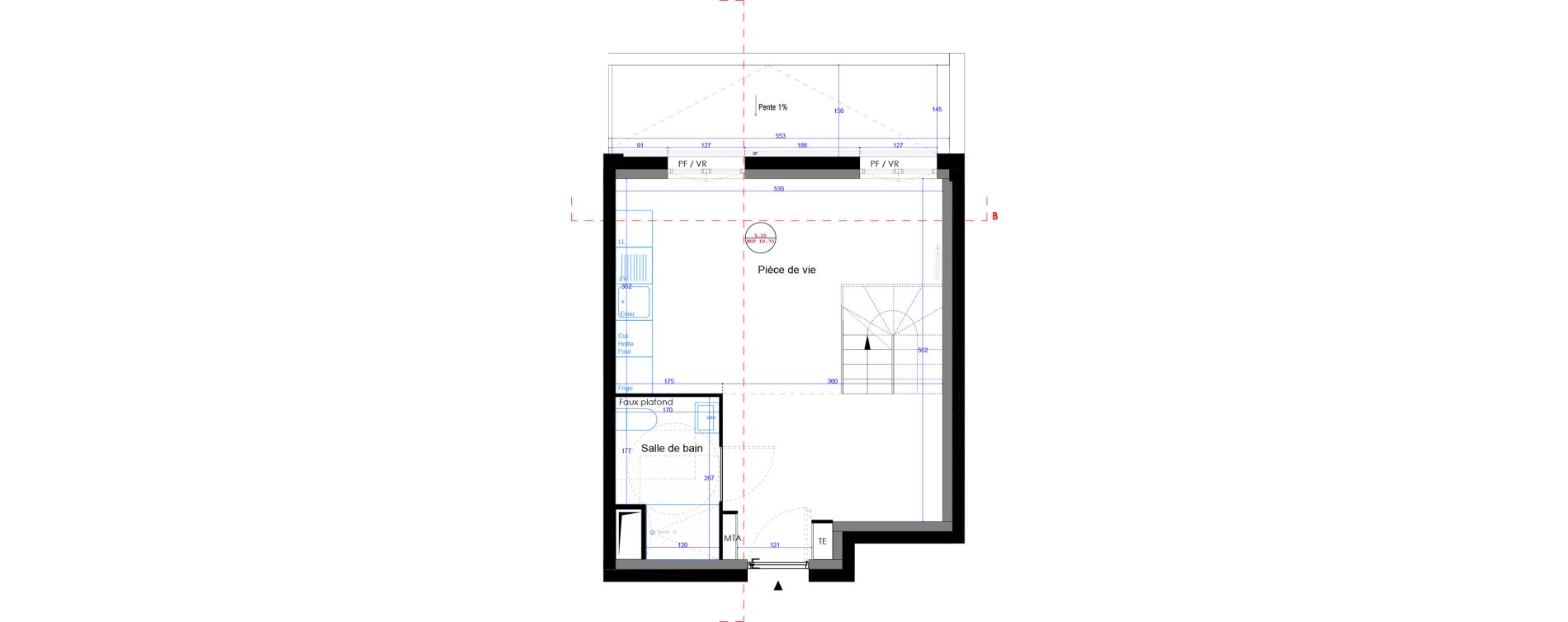 Duplex de 43,53 m2 &agrave; Bordeaux Bastide