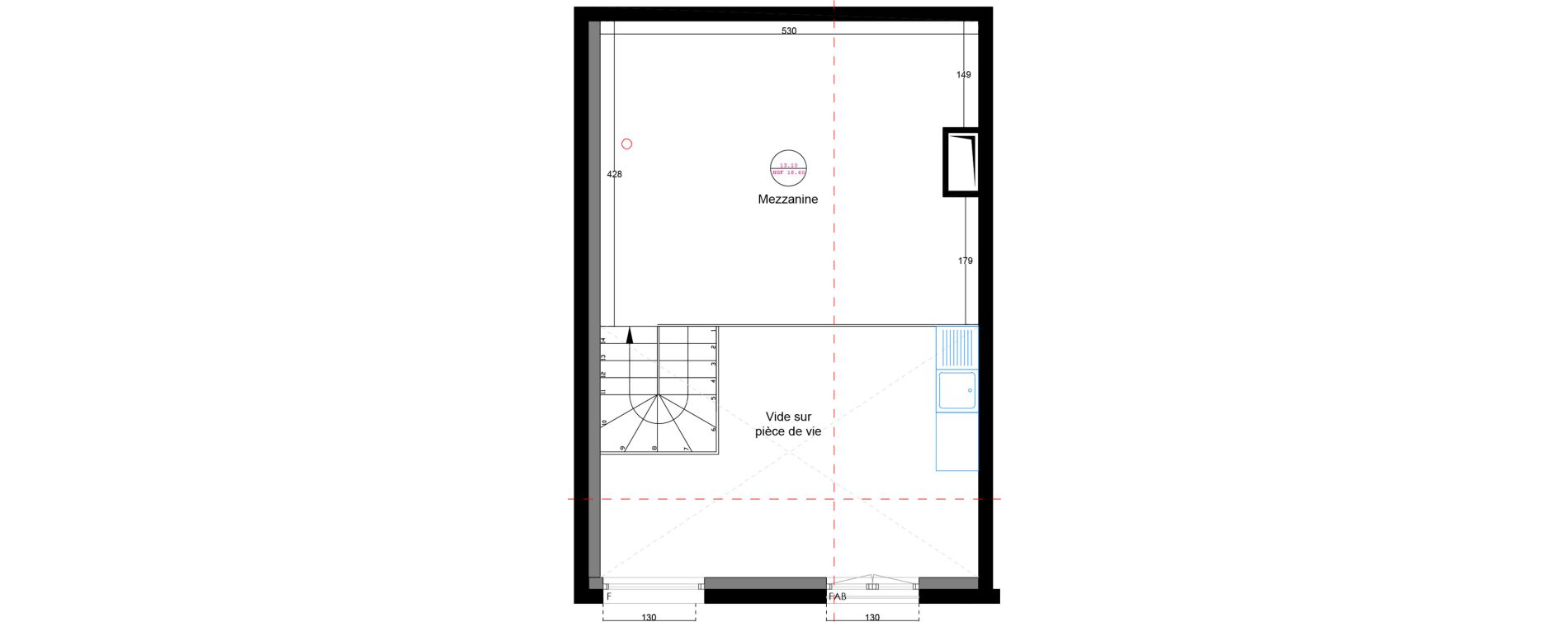 Duplex de 45,39 m2 &agrave; Bordeaux Bastide