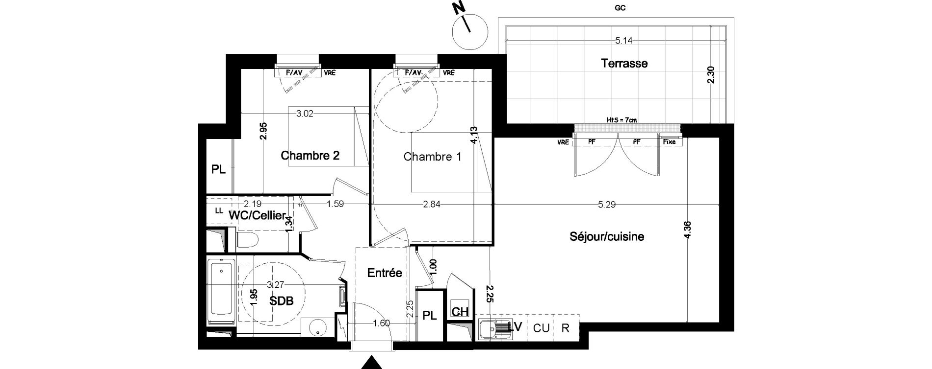 Appartement T3 de 63,00 m2 &agrave; Bordeaux Cauderan