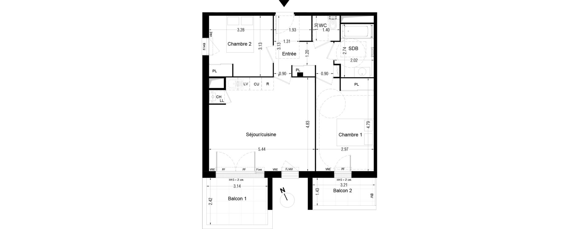 Appartement T3 de 64,60 m2 &agrave; Bordeaux Cauderan