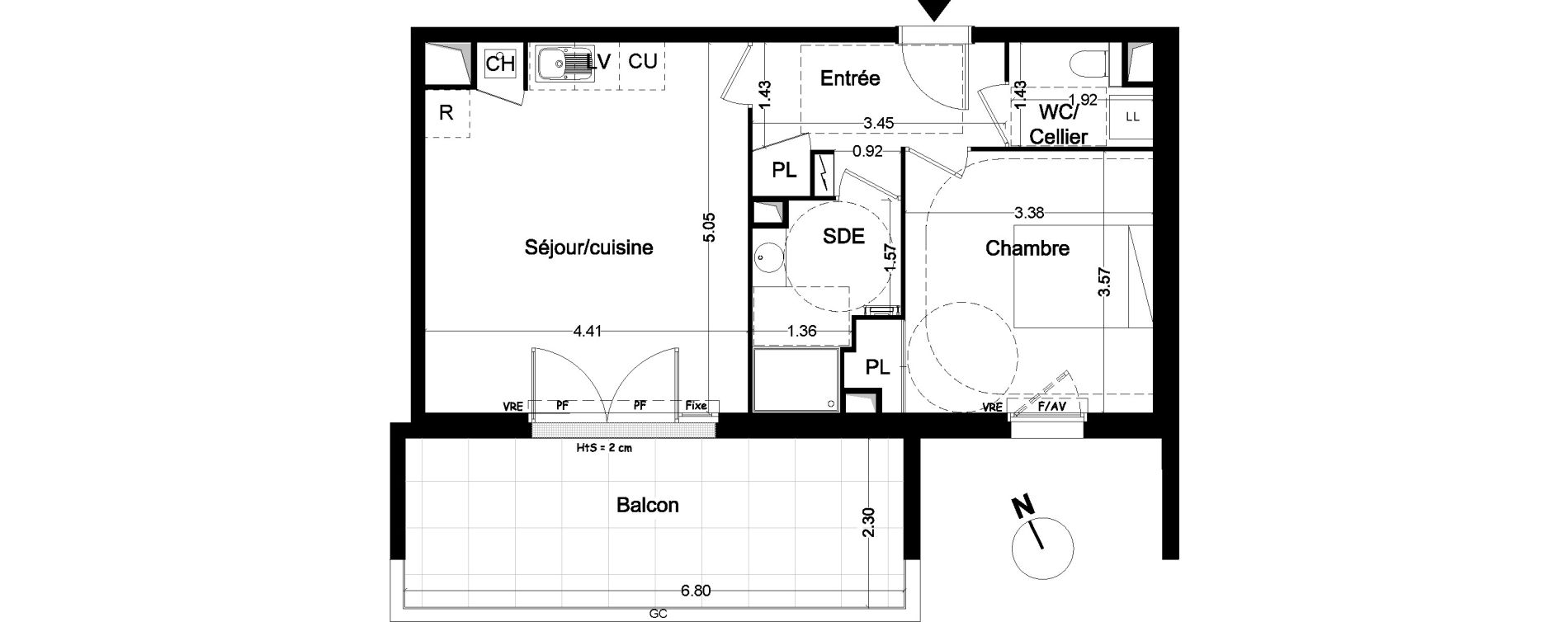 Appartement T2 de 47,46 m2 &agrave; Bordeaux Cauderan