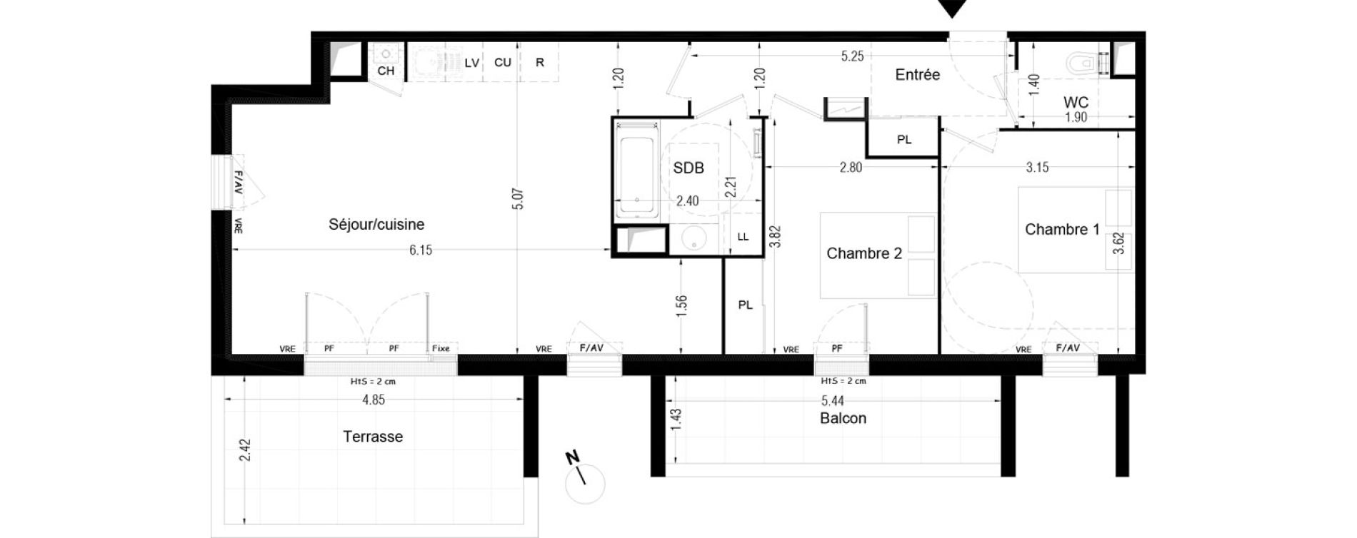 Appartement T3 de 69,85 m2 &agrave; Bordeaux Cauderan