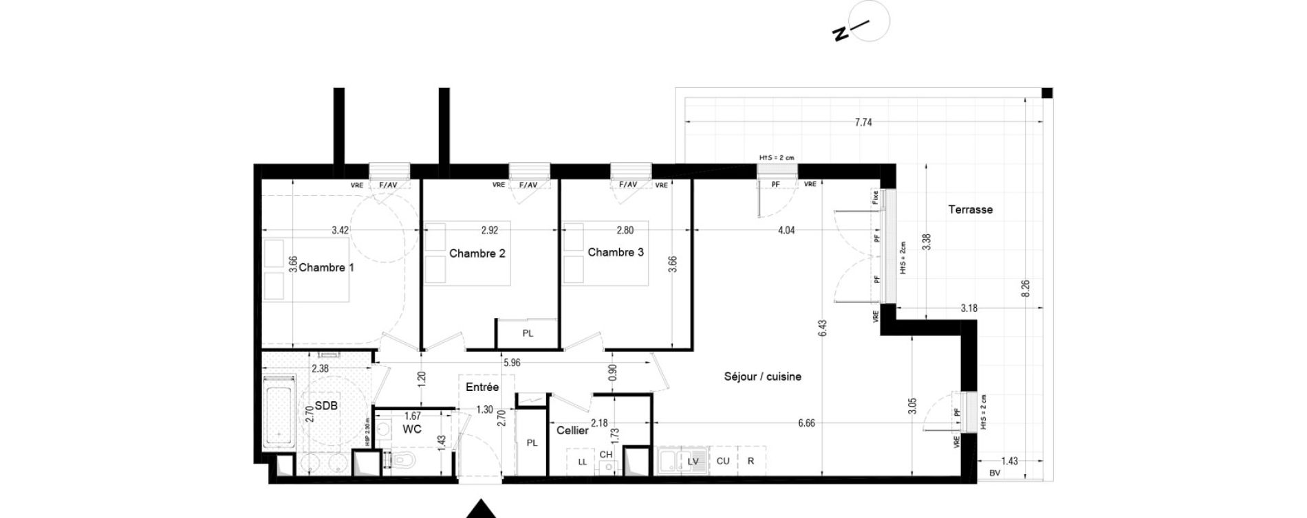 Appartement T4 de 87,60 m2 &agrave; Bordeaux Cauderan