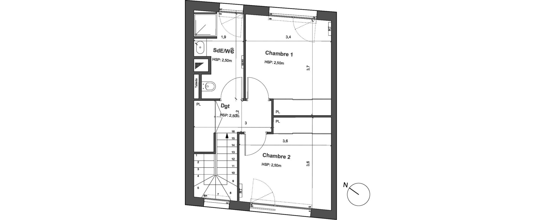 Duplex T3 de 69,07 m2 &agrave; Bordeaux Saint gen&egrave;s