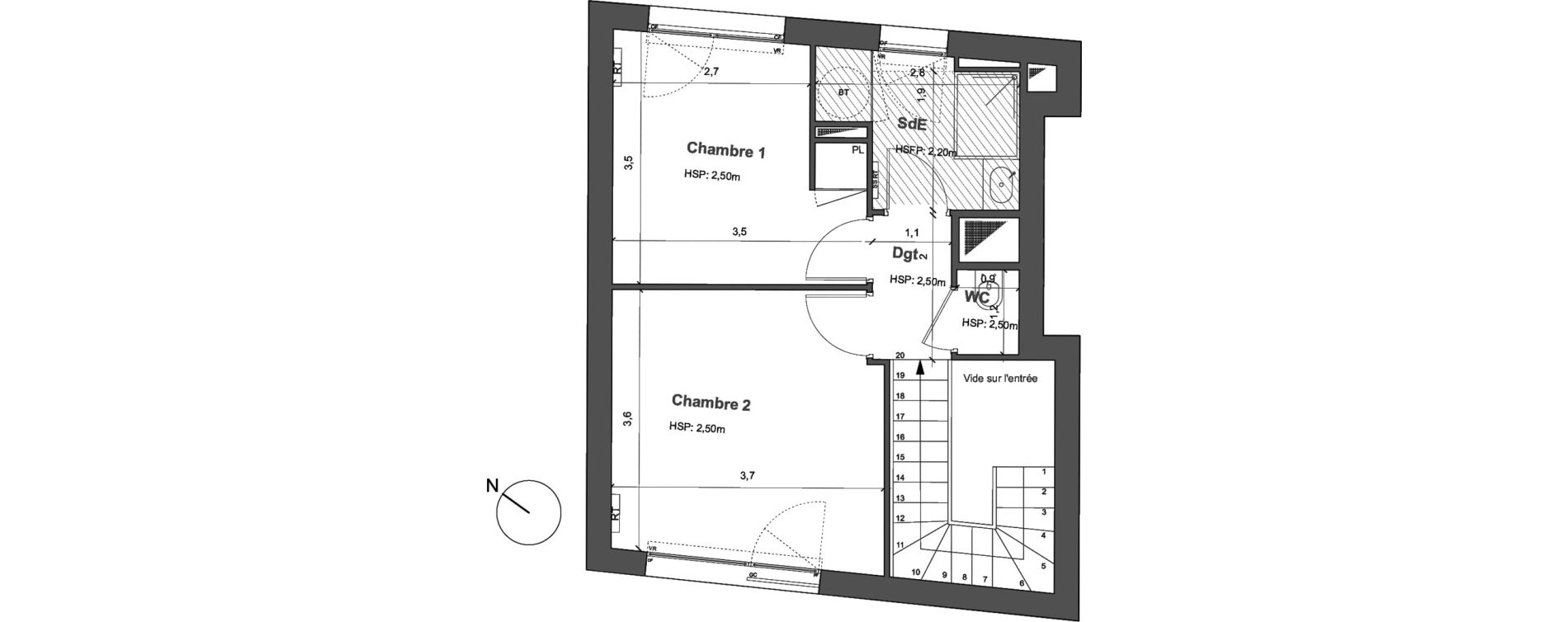 Duplex T3 de 69,63 m2 &agrave; Bordeaux Saint gen&egrave;s