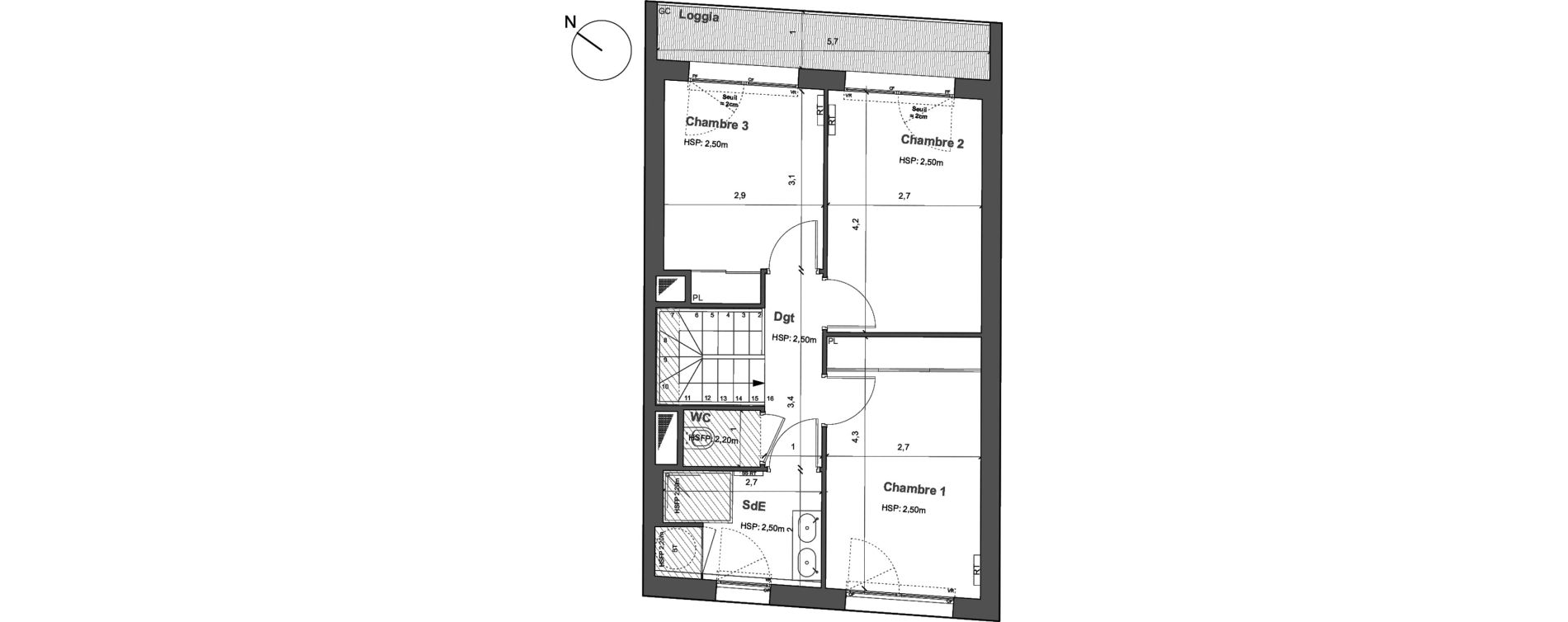 Duplex T4 de 85,43 m2 &agrave; Bordeaux Saint gen&egrave;s