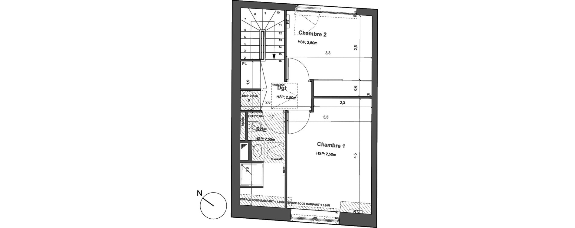 Duplex T3 de 68,96 m2 &agrave; Bordeaux Saint gen&egrave;s