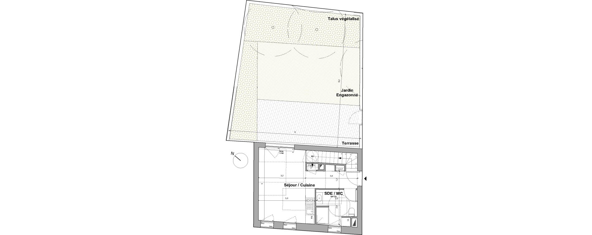 Duplex T2 de 42,58 m2 &agrave; Bordeaux Saint gen&egrave;s