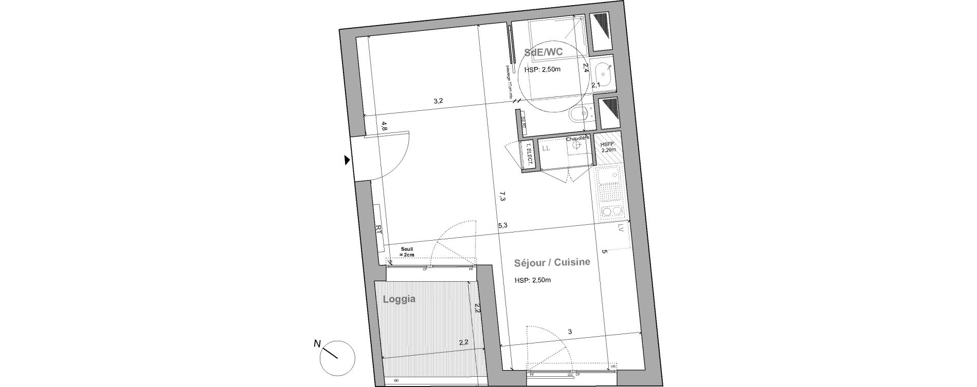 Appartement T1 de 32,19 m2 &agrave; Bordeaux Saint gen&egrave;s