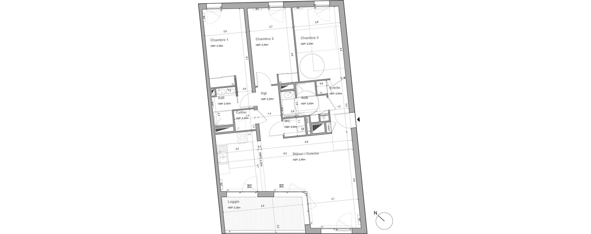 Appartement T4 de 94,41 m2 &agrave; Bordeaux Saint gen&egrave;s