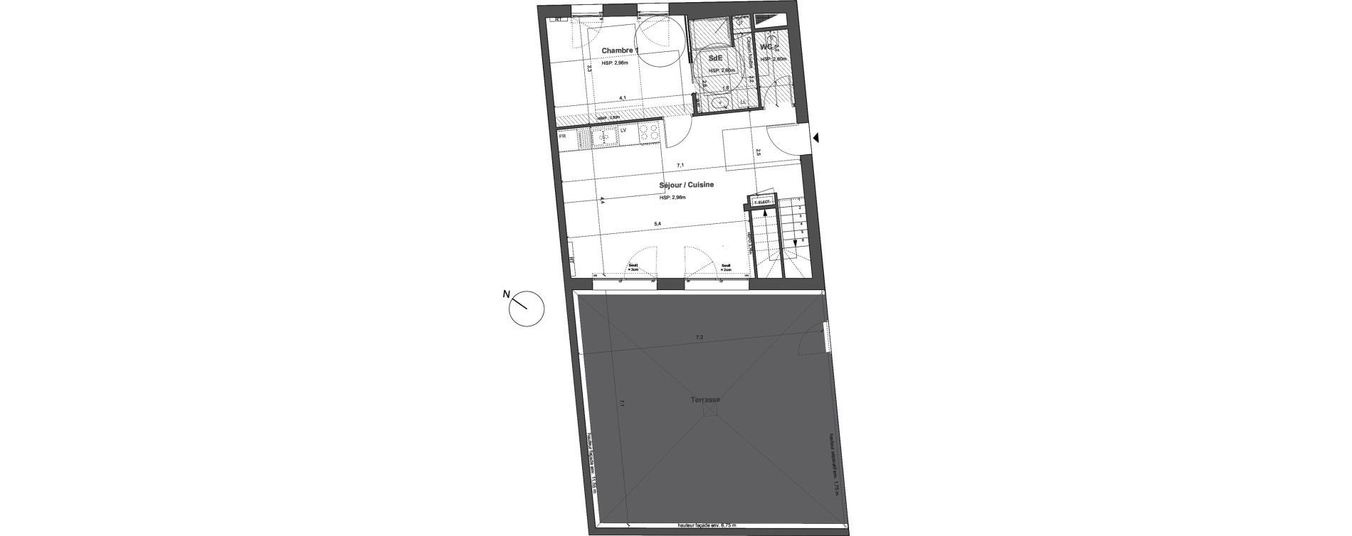 Duplex T5 de 97,53 m2 &agrave; Bordeaux Saint gen&egrave;s