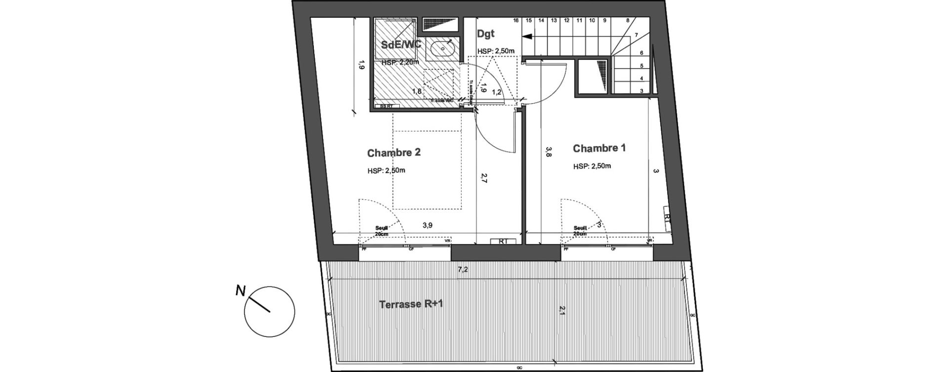 Duplex T3 de 71,42 m2 &agrave; Bordeaux Saint gen&egrave;s