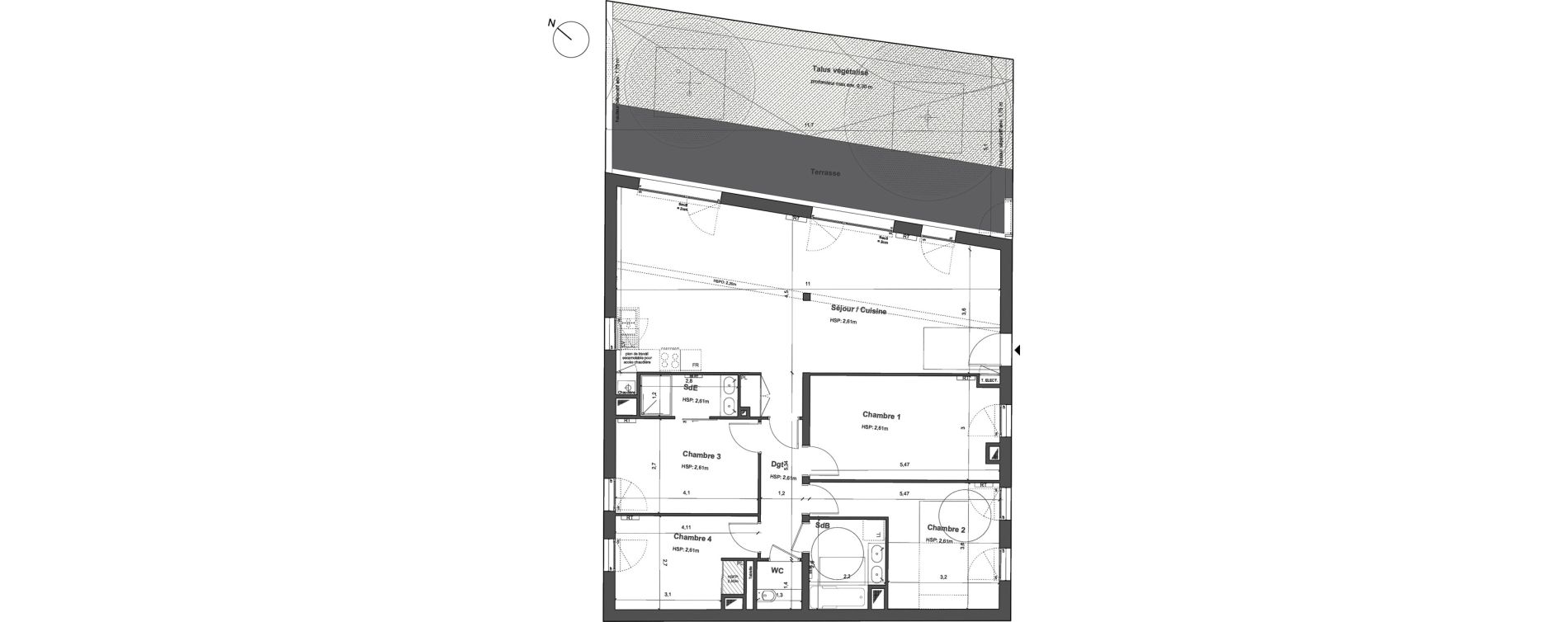 Appartement T5 de 118,21 m2 &agrave; Bordeaux Saint gen&egrave;s