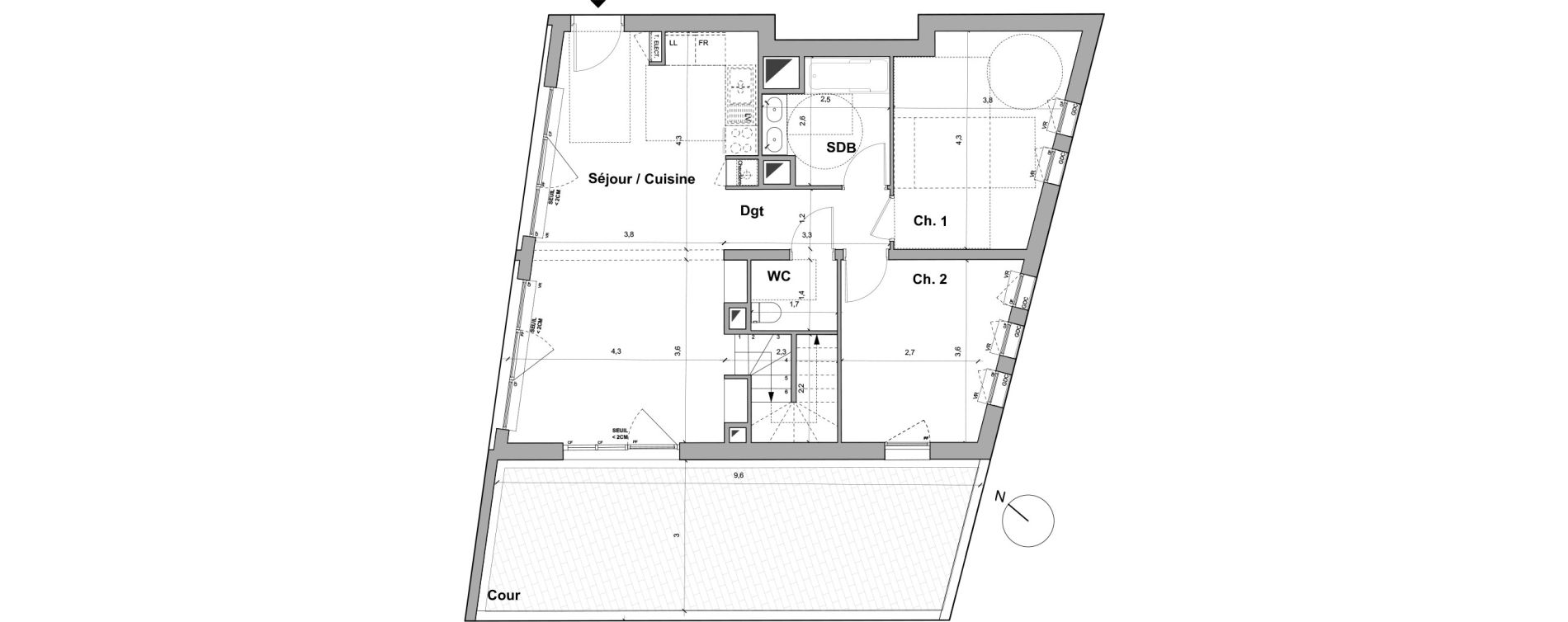 Duplex T5 de 99,87 m2 &agrave; Bordeaux Saint gen&egrave;s