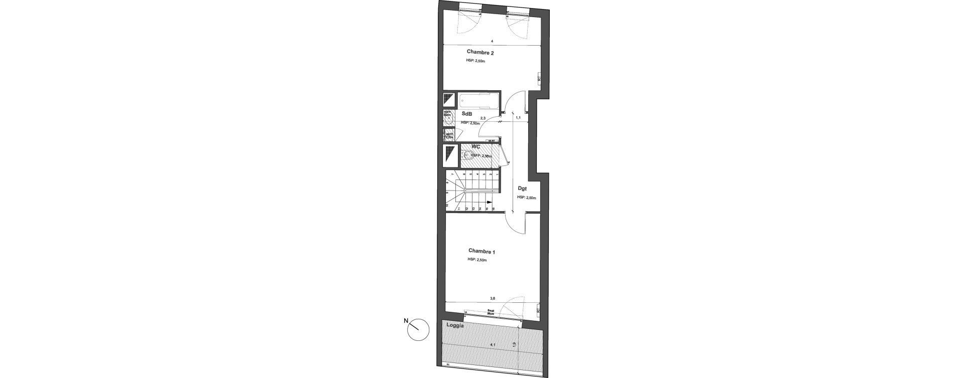 Duplex T4 de 89,27 m2 &agrave; Bordeaux Saint gen&egrave;s