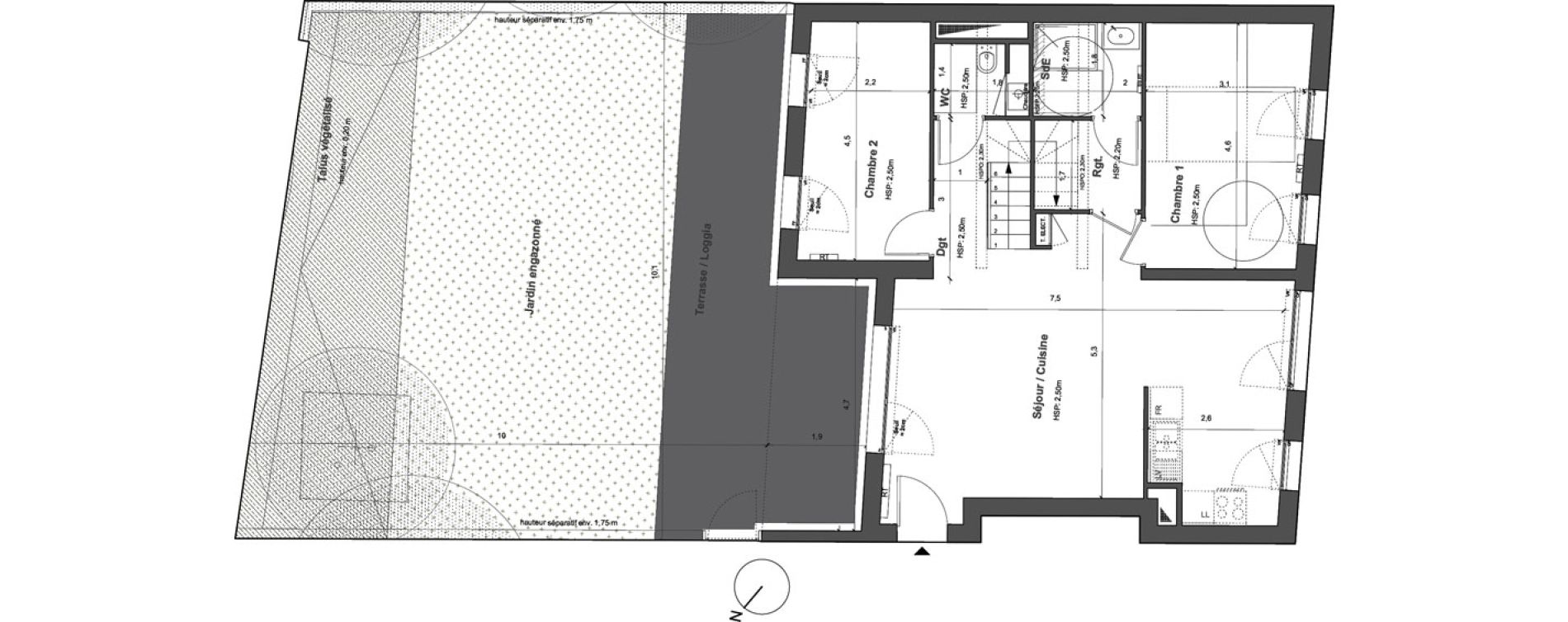 Duplex T5 de 109,34 m2 &agrave; Bordeaux Saint gen&egrave;s