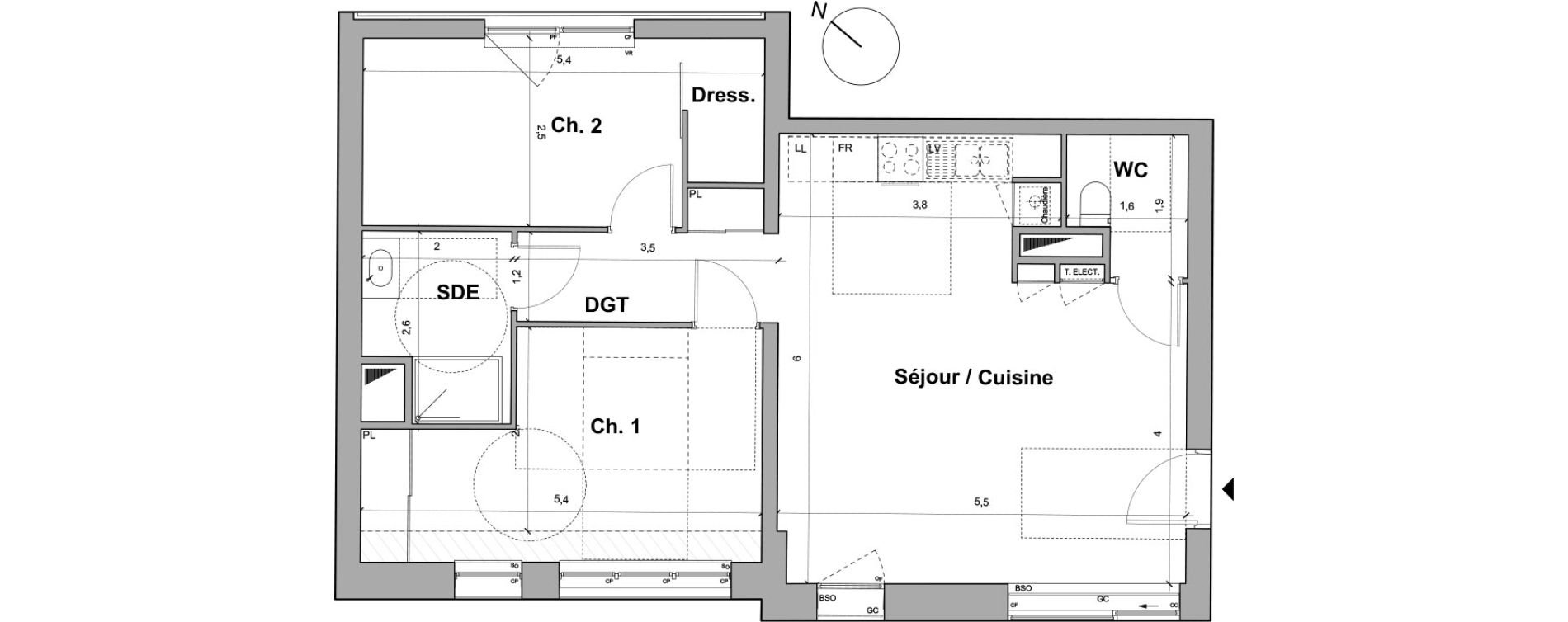 Appartement T3 de 65,81 m2 &agrave; Bordeaux Saint gen&egrave;s