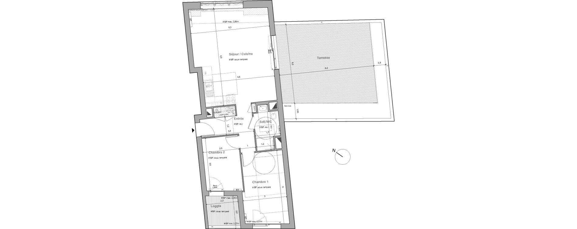 Appartement T3 de 66,33 m2 &agrave; Bordeaux Saint gen&egrave;s