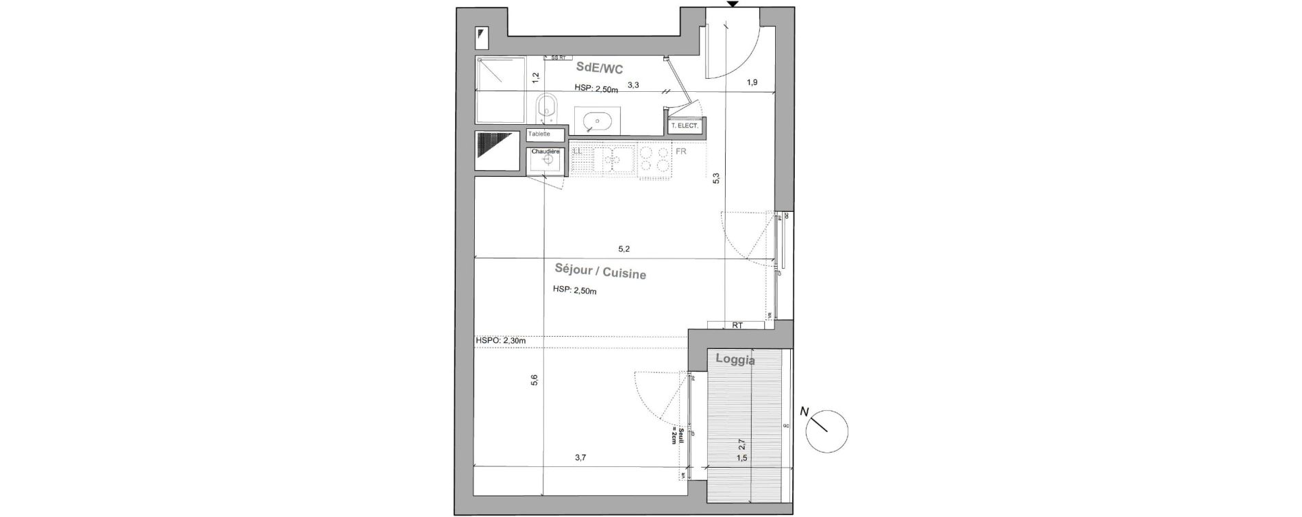 Appartement T1 de 34,84 m2 &agrave; Bordeaux Saint gen&egrave;s