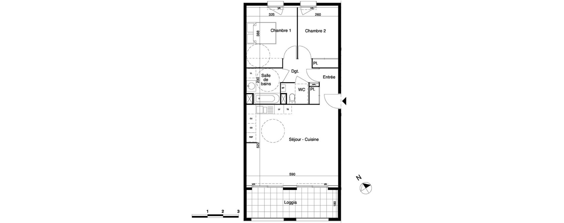 Appartement T3 de 65,95 m2 &agrave; Bordeaux Saint-jean belcier