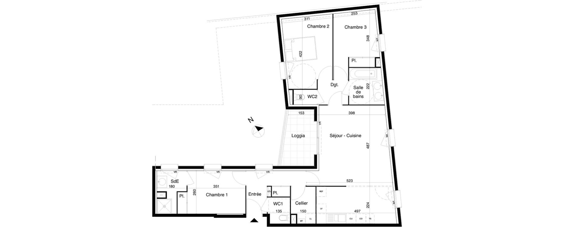 Appartement T4 de 86,93 m2 &agrave; Bordeaux Saint-jean belcier