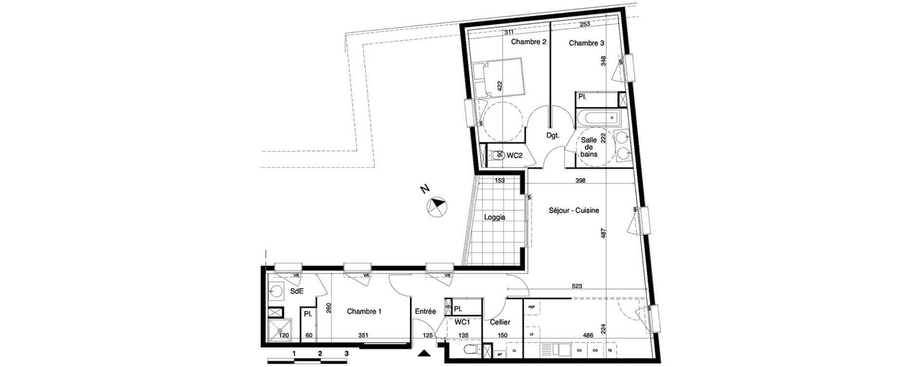 Appartement T4 de 86,93 m2 &agrave; Bordeaux Saint-jean belcier