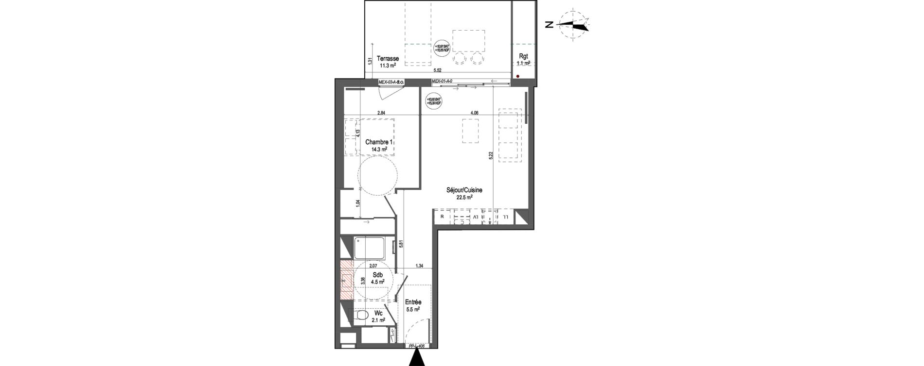 Appartement T2 de 48,90 m2 &agrave; Bordeaux Bastide niel