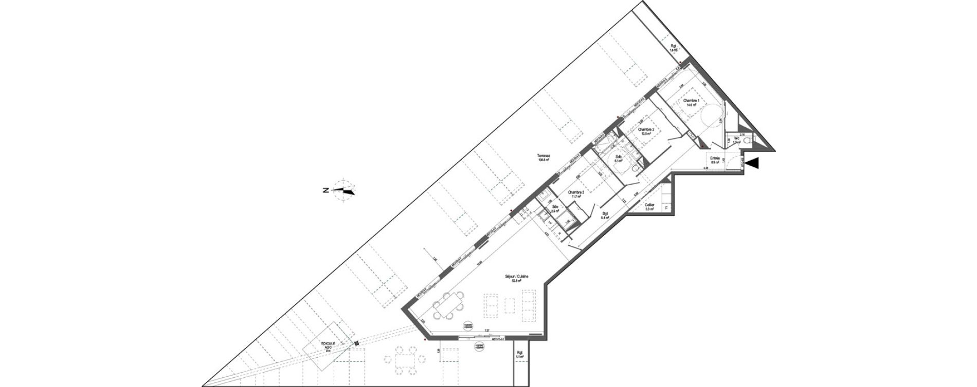 Appartement T4 de 120,70 m2 &agrave; Bordeaux Bastide niel