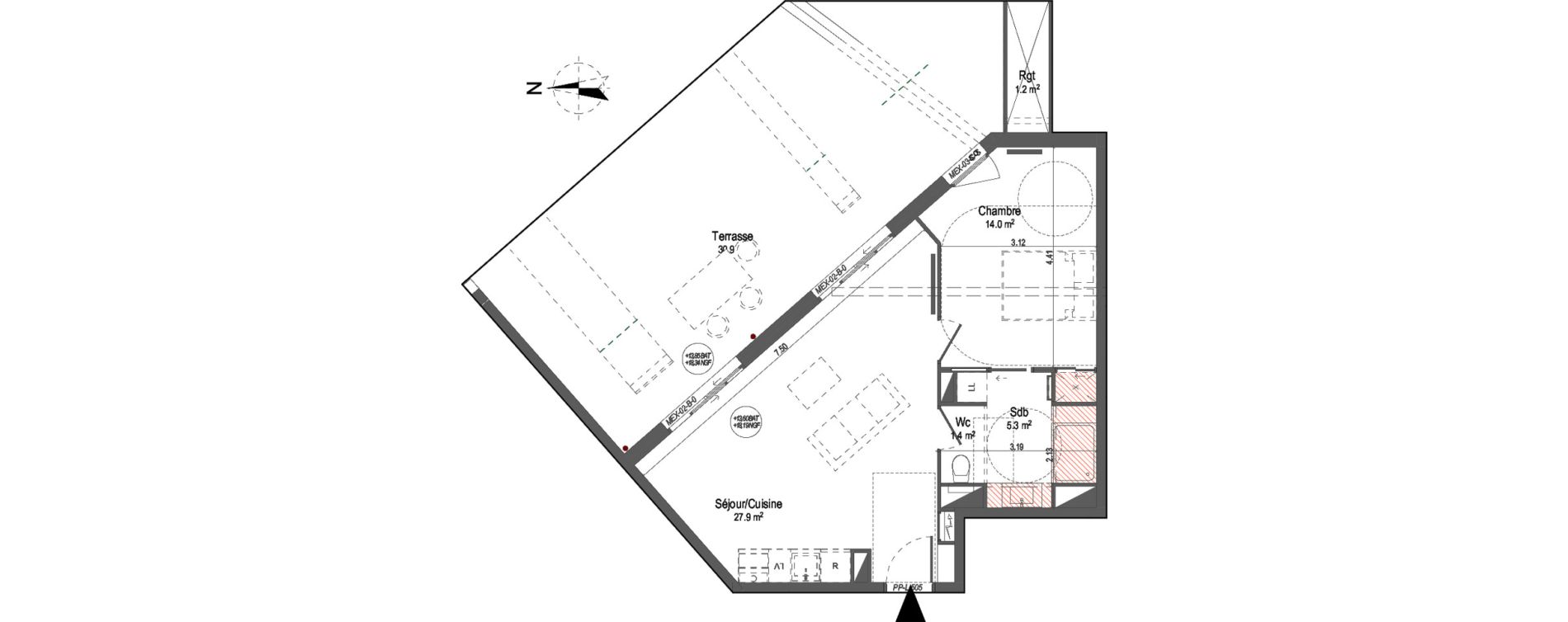 Appartement T2 de 48,60 m2 &agrave; Bordeaux Bastide niel