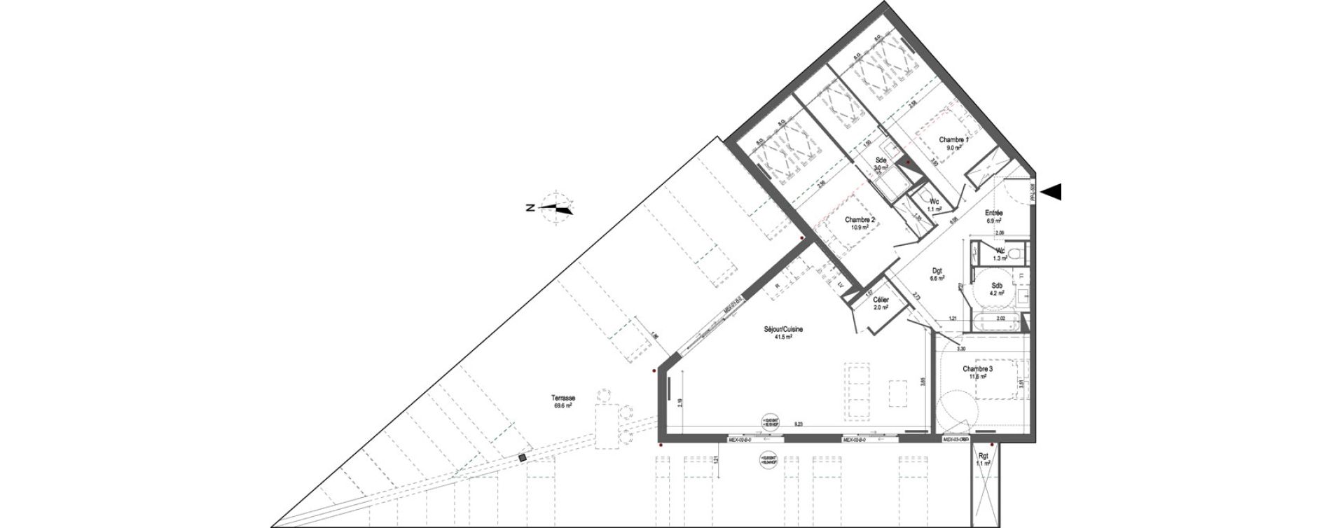 Appartement T4 de 98,10 m2 &agrave; Bordeaux Bastide niel