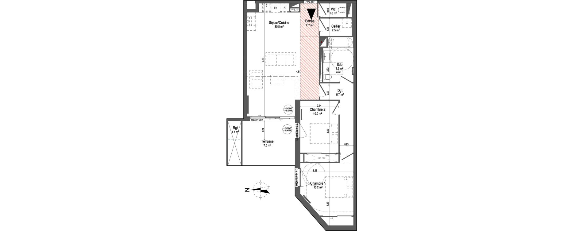 Appartement T3 de 72,40 m2 &agrave; Bordeaux Bastide niel
