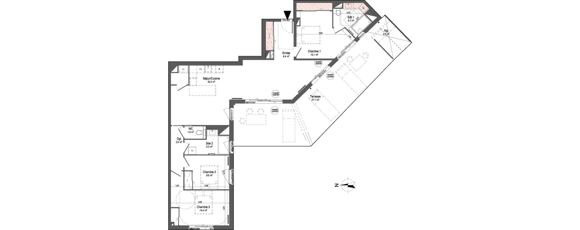 Appartement T4 de 98,10 m2 &agrave; Bordeaux Bastide niel