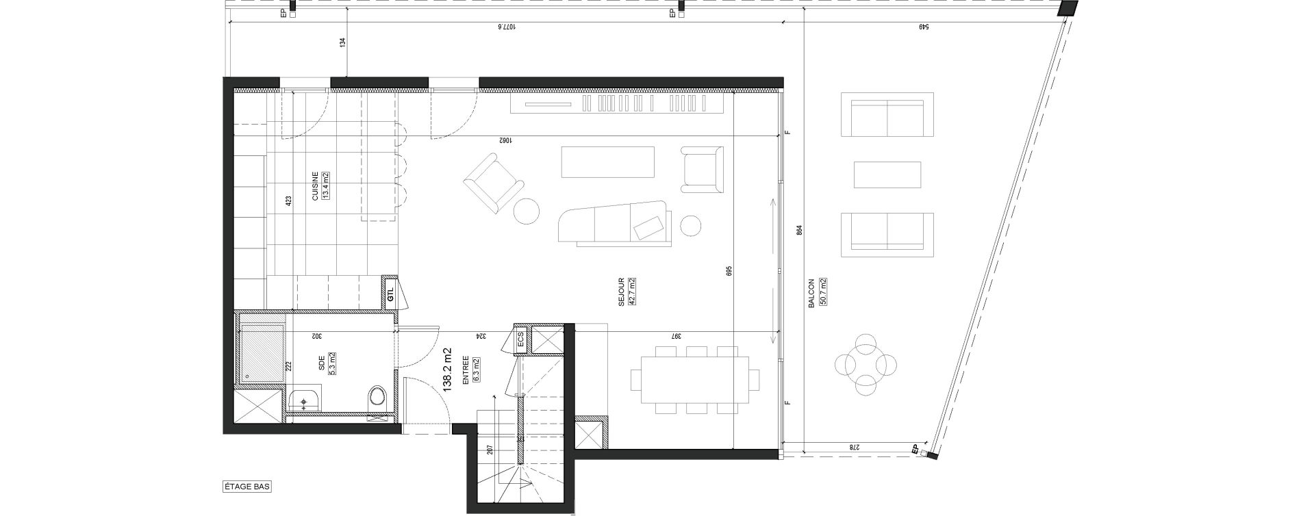 Duplex T5 de 138,20 m2 &agrave; Bordeaux Brazza
