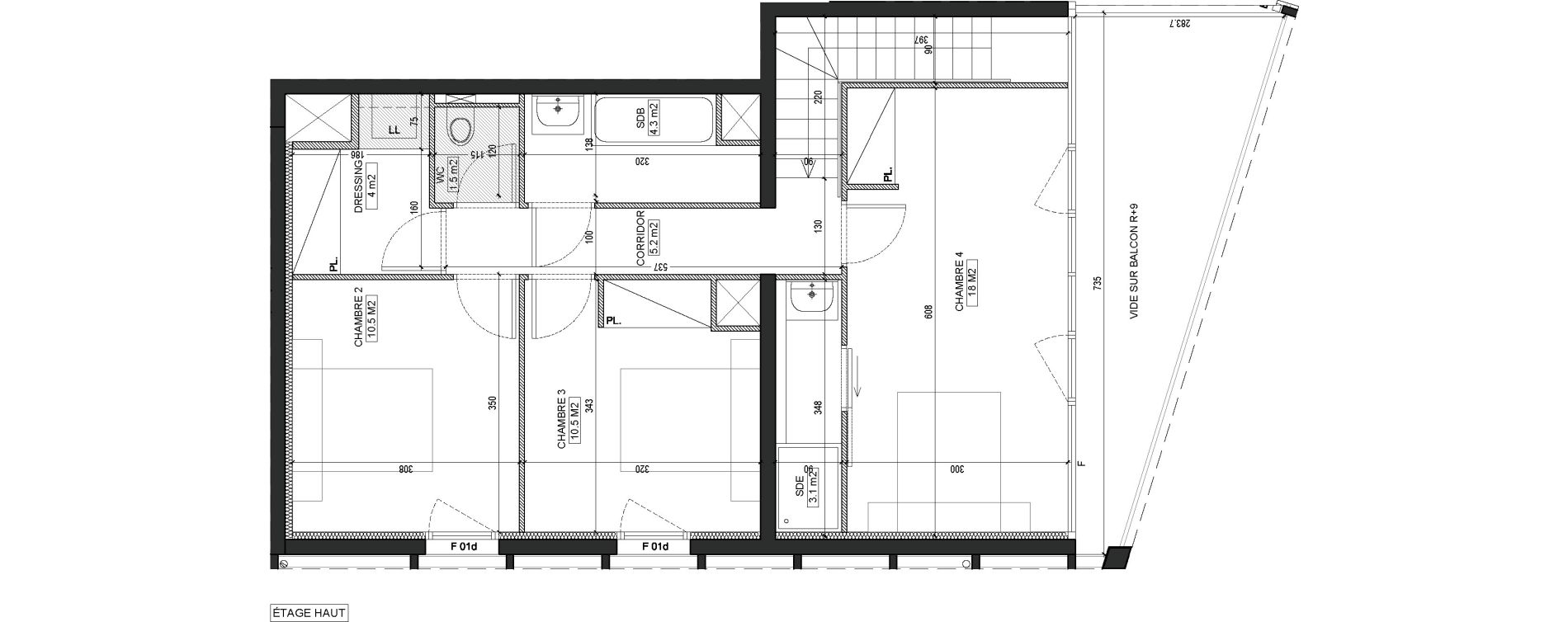 Duplex T5 de 117,80 m2 &agrave; Bordeaux Brazza