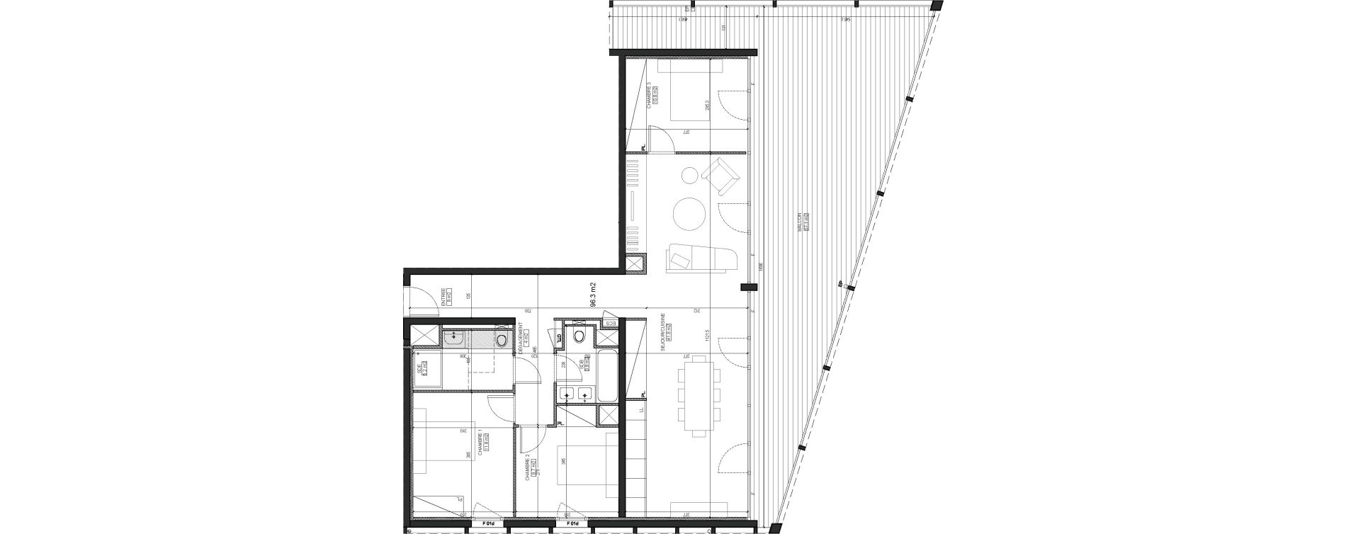 Appartement T4 de 96,30 m2 &agrave; Bordeaux Brazza