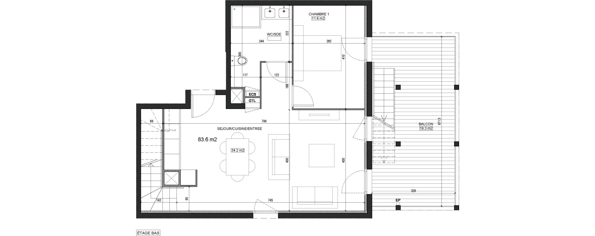Duplex T4 de 83,60 m2 &agrave; Bordeaux Brazza