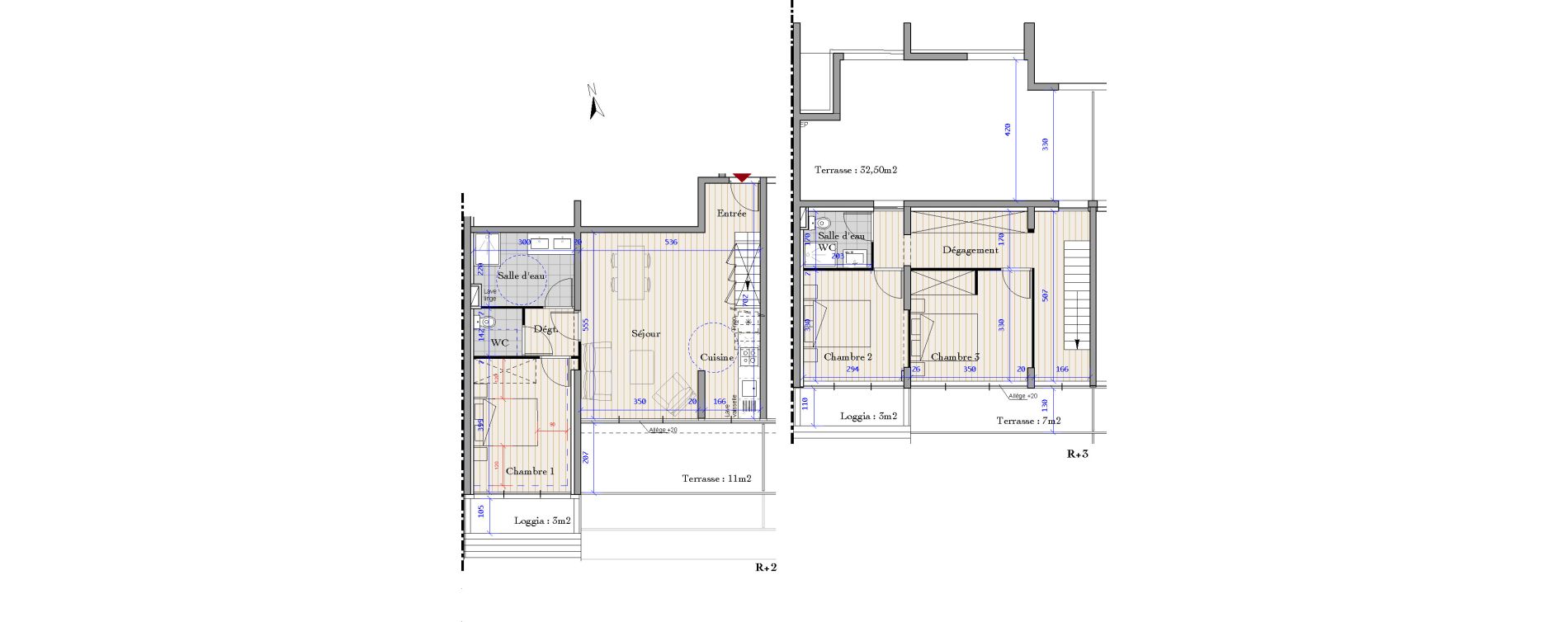 Duplex T4 de 89,30 m2 &agrave; Bordeaux Cauderan