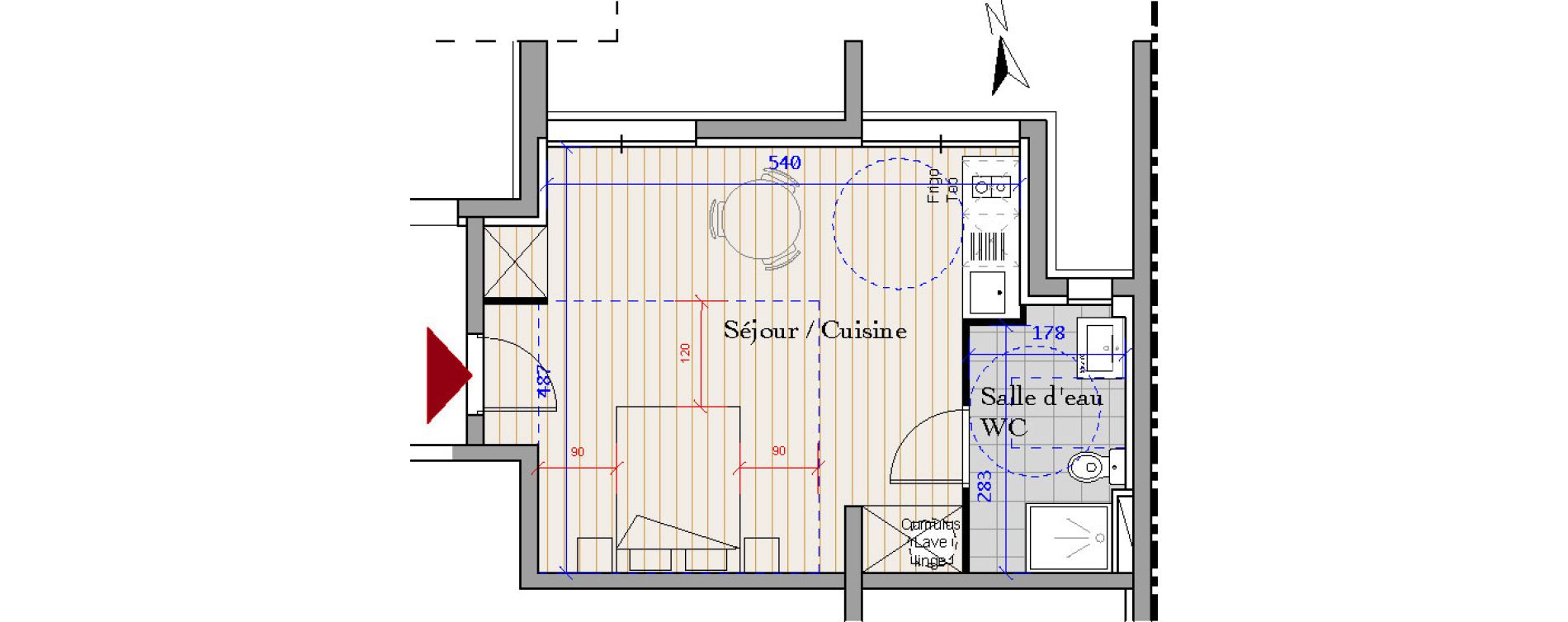 Appartement T1 de 31,10 m2 &agrave; Bordeaux Cauderan