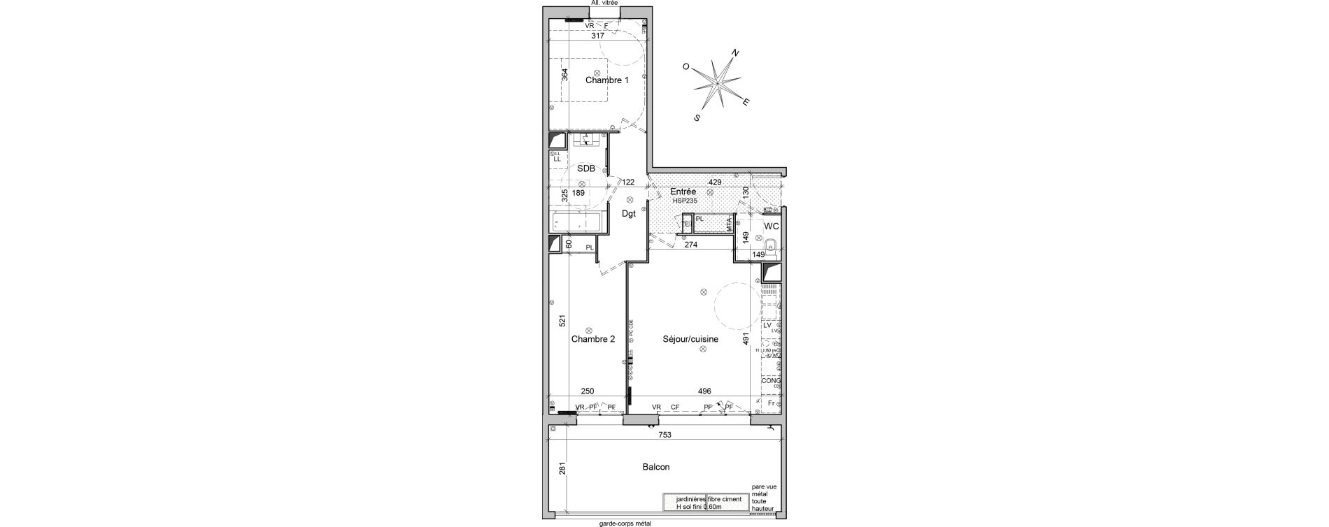 Appartement T3 de 71,80 m2 &agrave; Bordeaux Belv&eacute;d&egrave;re