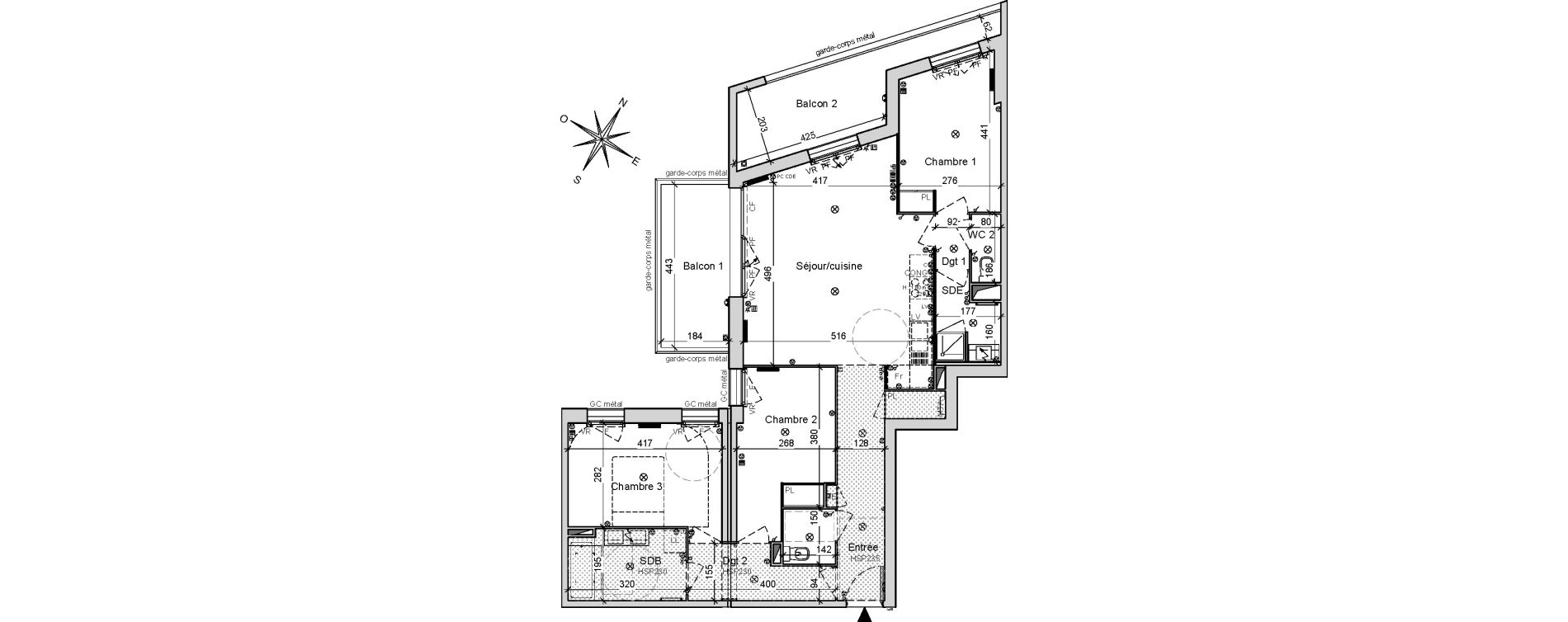 Appartement T4 de 91,30 m2 &agrave; Bordeaux Belv&eacute;d&egrave;re