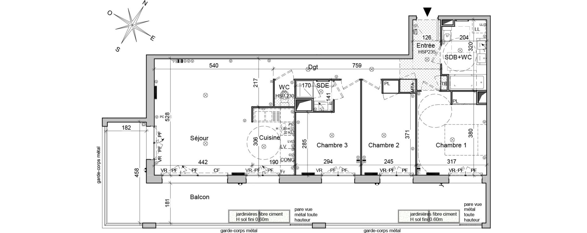 Appartement T4 de 82,70 m2 &agrave; Bordeaux Belv&eacute;d&egrave;re