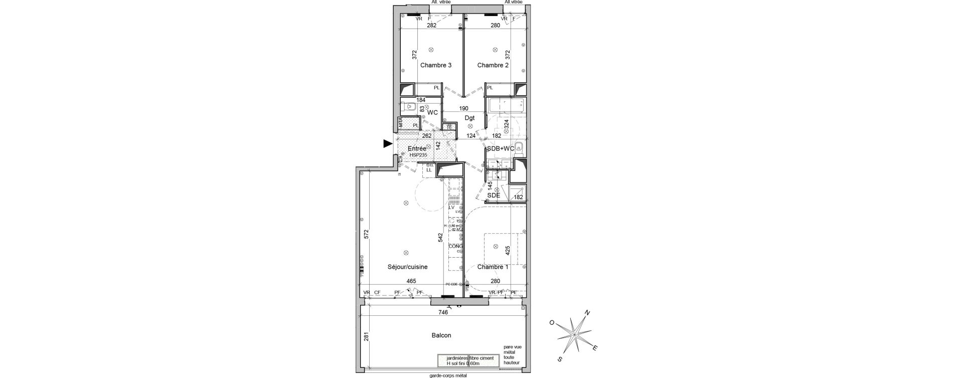 Appartement T4 de 79,30 m2 &agrave; Bordeaux Belv&eacute;d&egrave;re