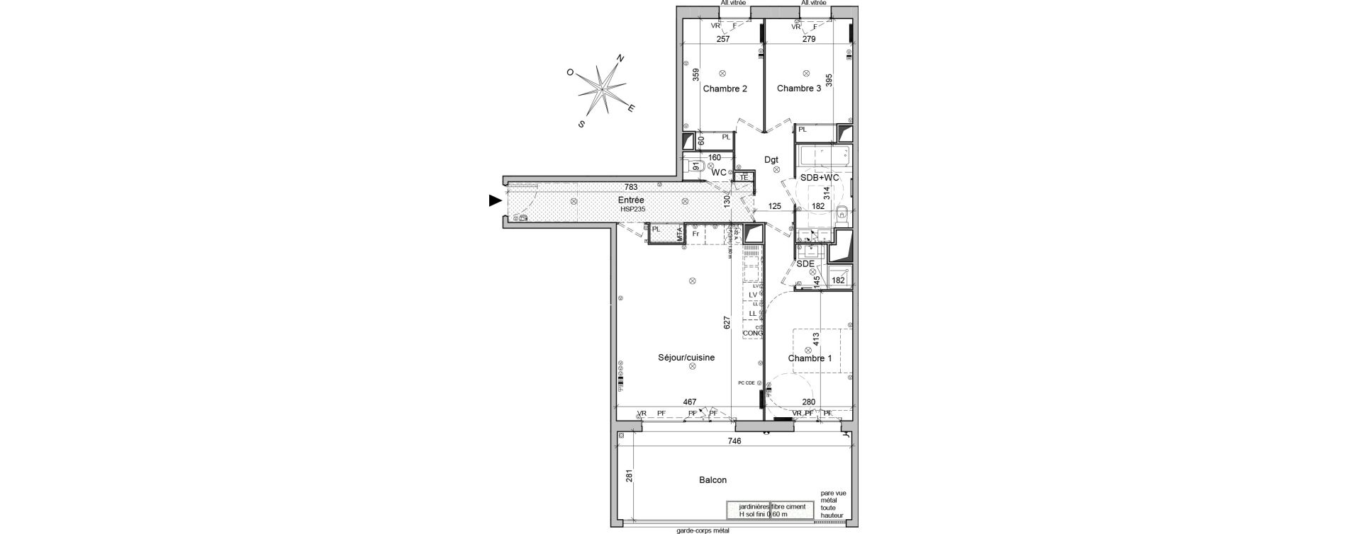 Appartement T4 de 86,10 m2 &agrave; Bordeaux Belv&eacute;d&egrave;re