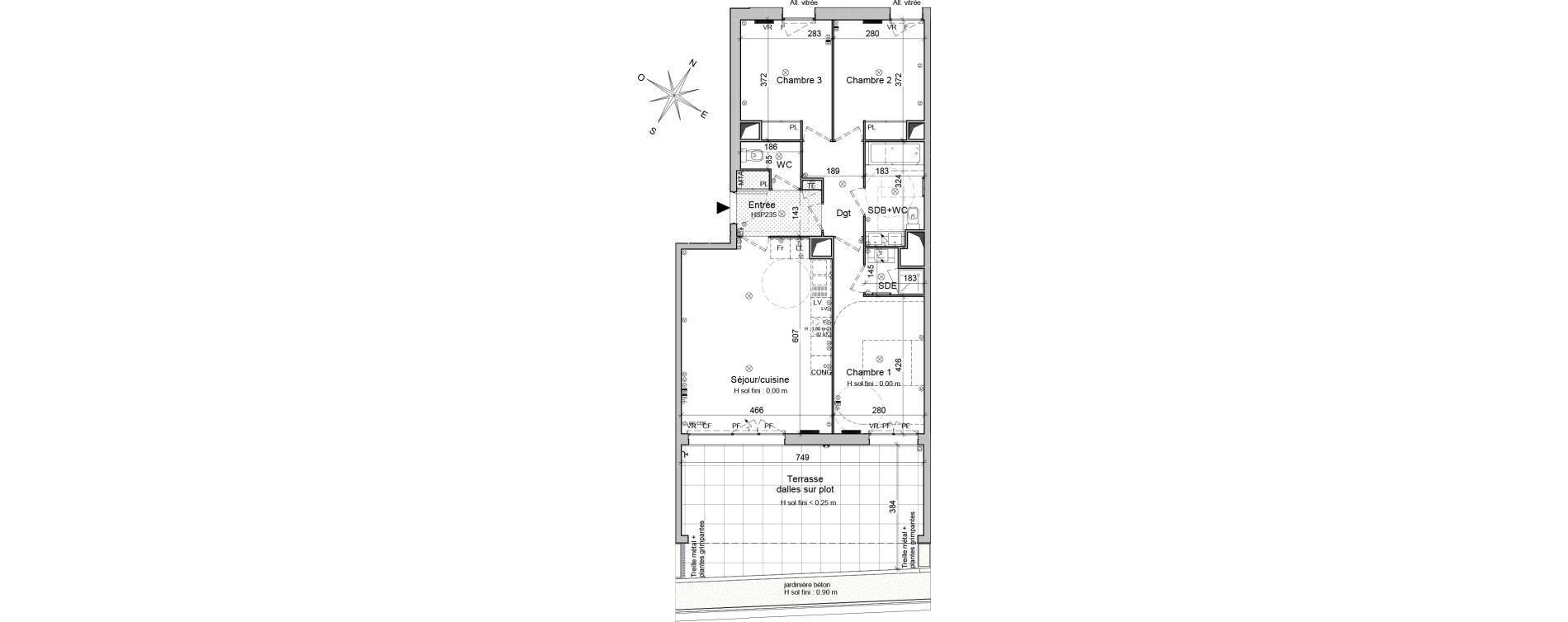 Appartement T4 de 79,60 m2 &agrave; Bordeaux Belv&eacute;d&egrave;re